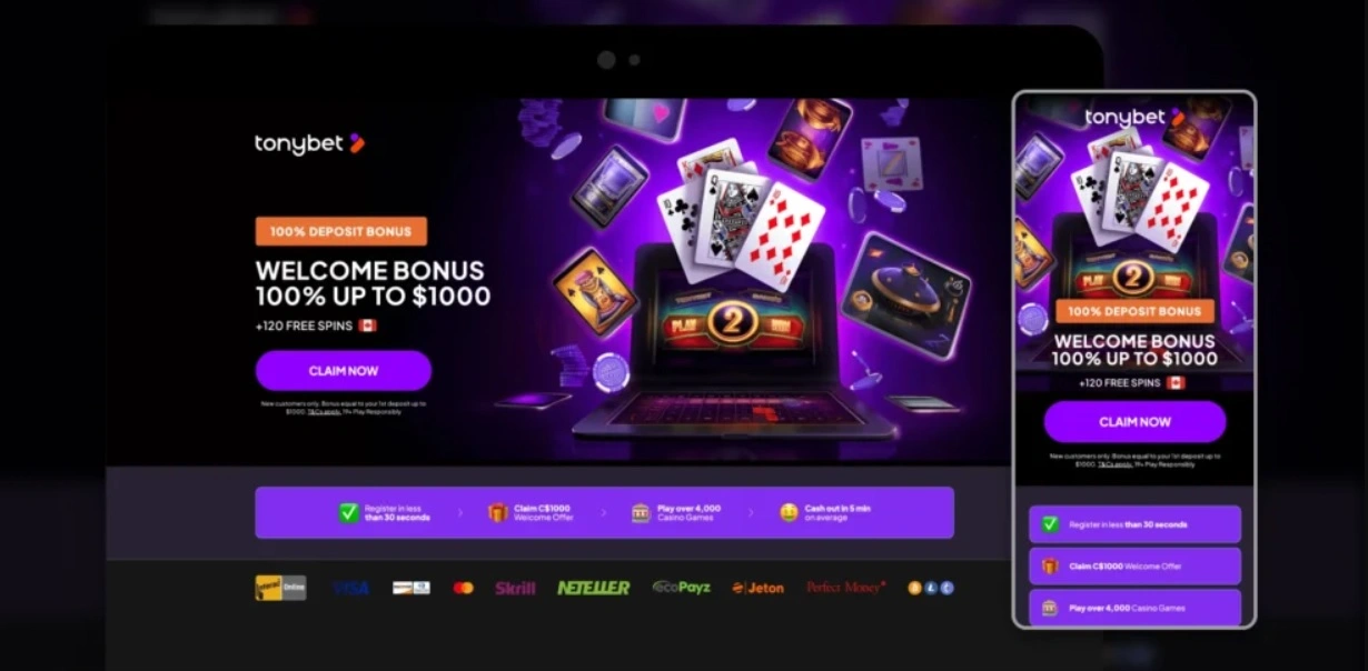TonyBet Casino-sovelluksen kuvakaappaus